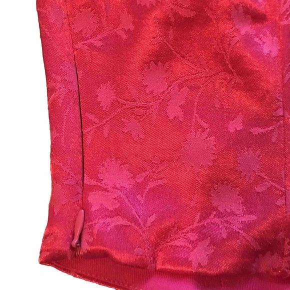 ZARA Jacquard Halter Corset Cropped Top hot Pink High Neck Button Side Zip L NWT - Picture 7 of 10